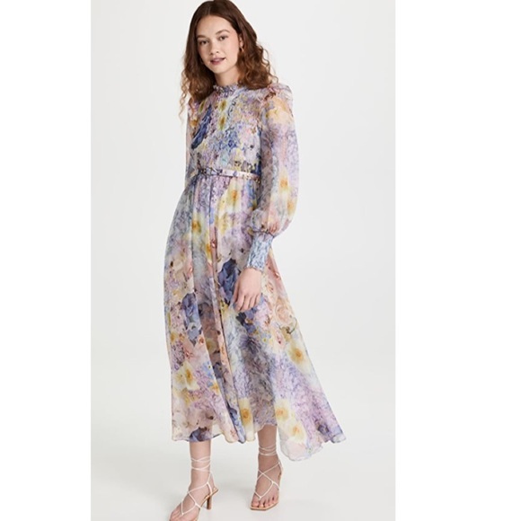 ZIMMERMANN Rhythmic Shirred Midi Dress size AU 1/US 6 - Picture 3 of 7